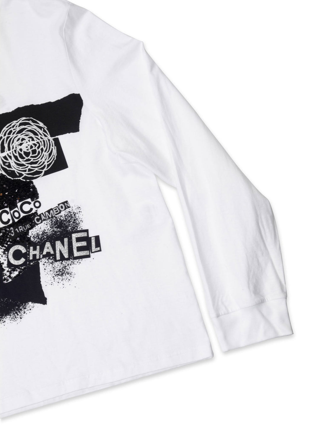 Top Quality Chanel Cotton Sequin CC Logo Shirt White Black