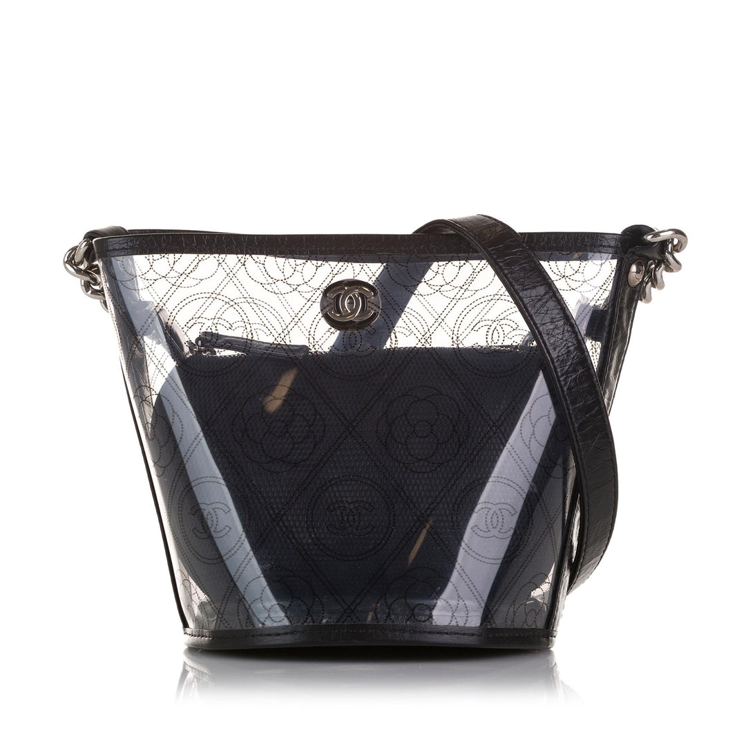 Top Quality Chanel Crumpled Calfskin PVC Camellia Bucket (SHG-au8ZBu)