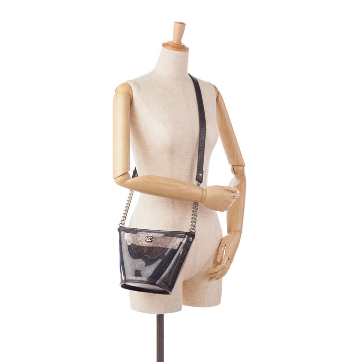 Top Quality Chanel Crumpled Calfskin PVC Camellia Bucket (SHG-au8ZBu)