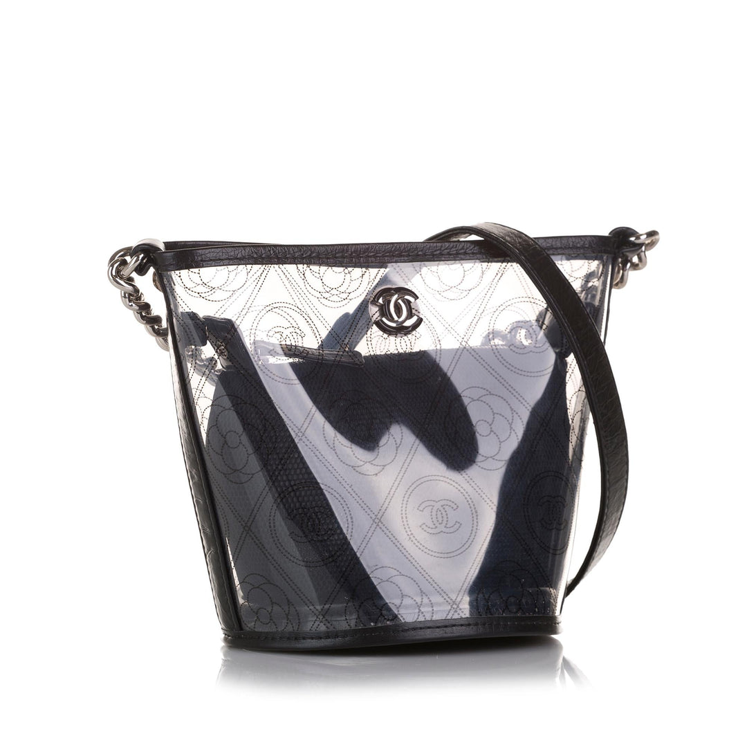 Top Quality Chanel Crumpled Calfskin PVC Camellia Bucket (SHG-au8ZBu)