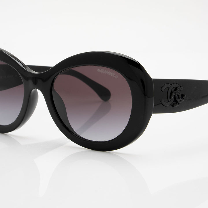 Top Quality Chanel Crystal CC Oval Sunglasses (SHF-oOSxqG)