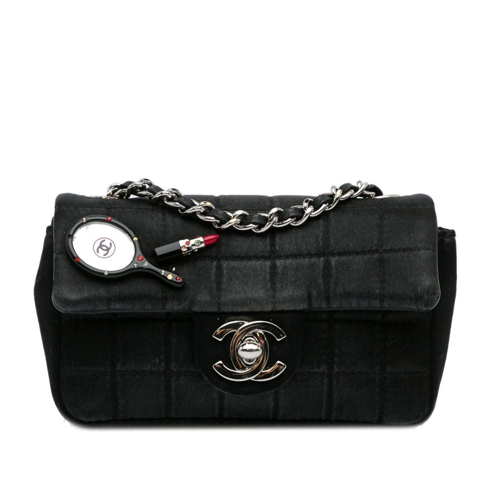 Top Quality Chanel Extra Mini Satin Choco Bar Charms Flap Bag (SHG-6SxIdS)