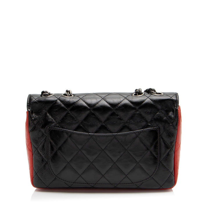 Top Quality Chanel Glazed Calfskin CC Plate Medium Flap Bag (SHF-5bc3aa)