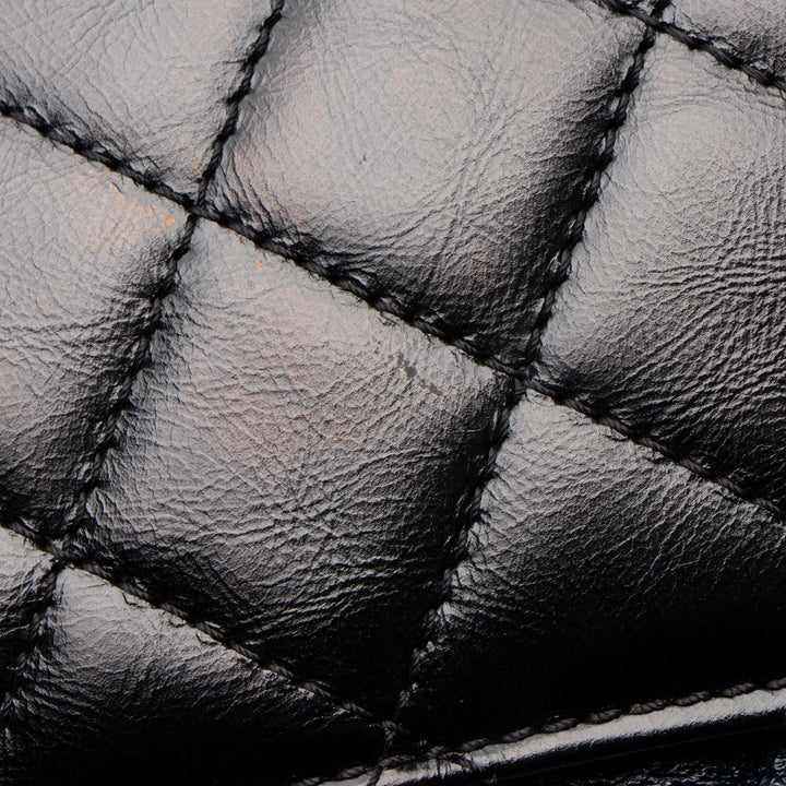 Top Quality Chanel Glazed Calfskin CC Plate Medium Flap Bag (SHF-5bc3aa)