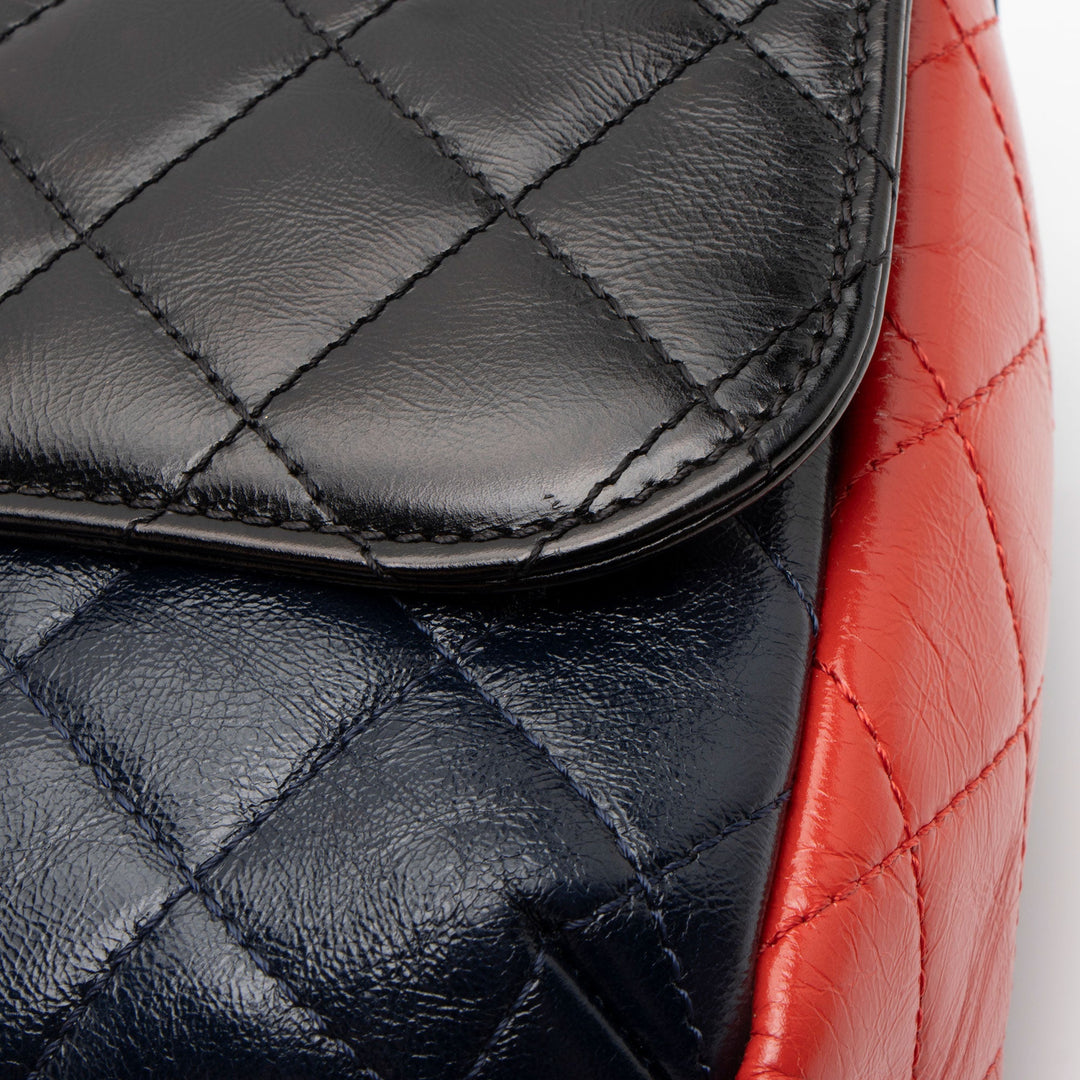 Top Quality Chanel Glazed Calfskin CC Plate Medium Flap Bag (SHF-5bc3aa)