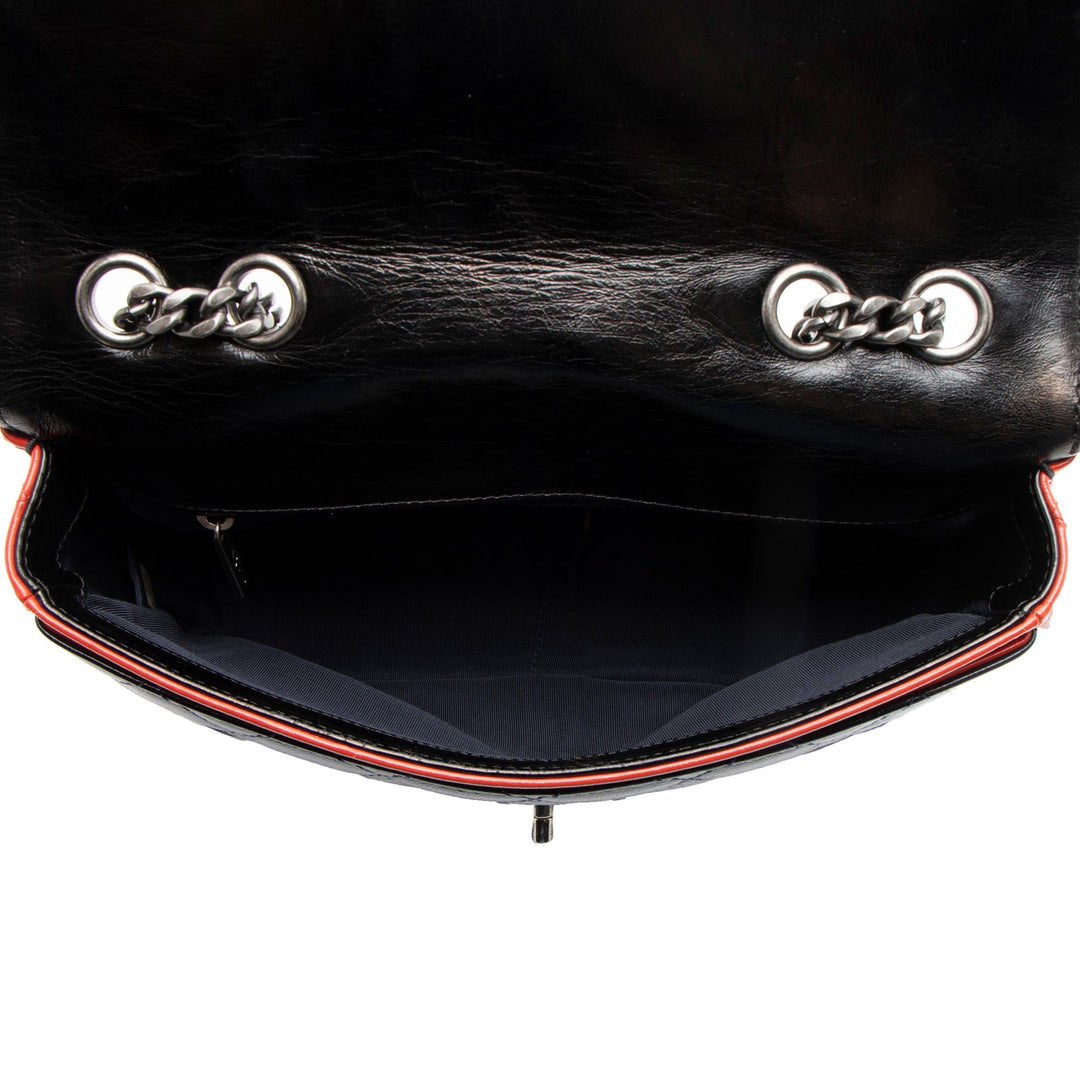 Top Quality Chanel Glazed Calfskin CC Plate Medium Flap Bag (SHF-5bc3aa)