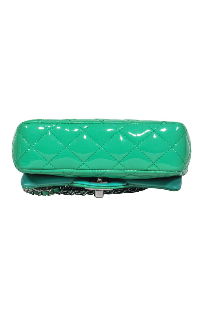 Top Quality Chanel - Green Patent Leather Quilted Mini Crossbody