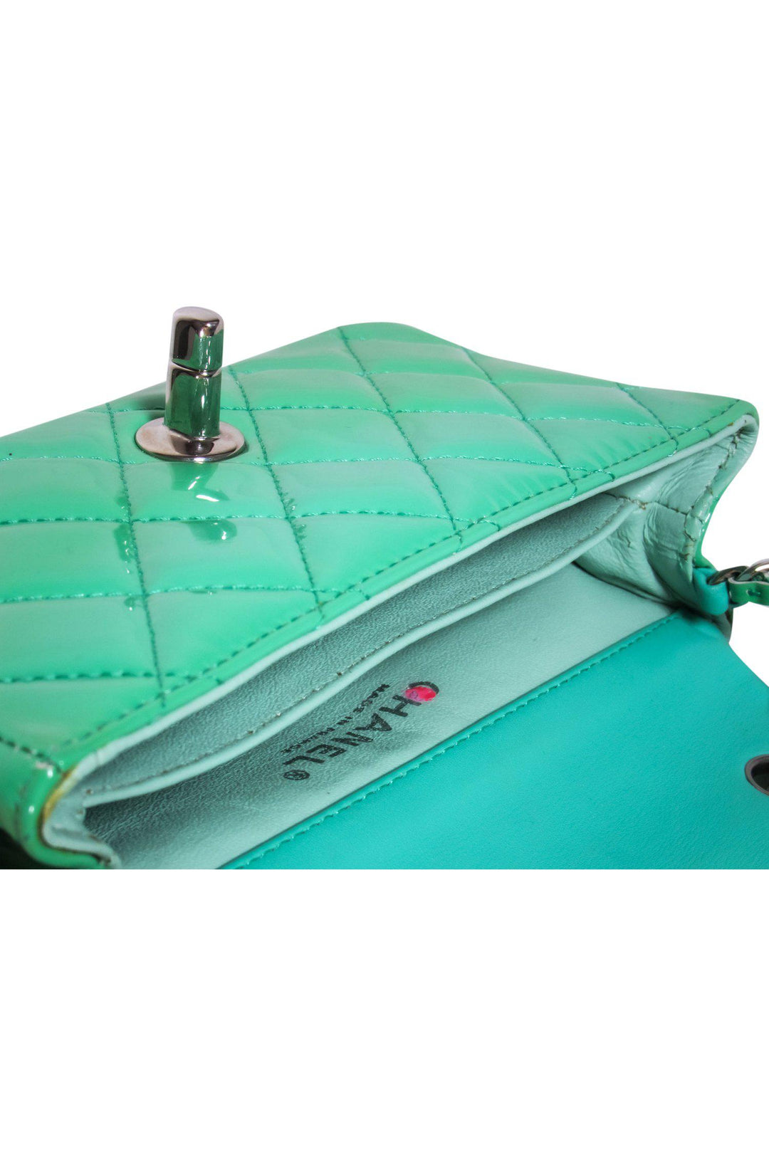 Top Quality Chanel - Green Patent Leather Quilted Mini Crossbody