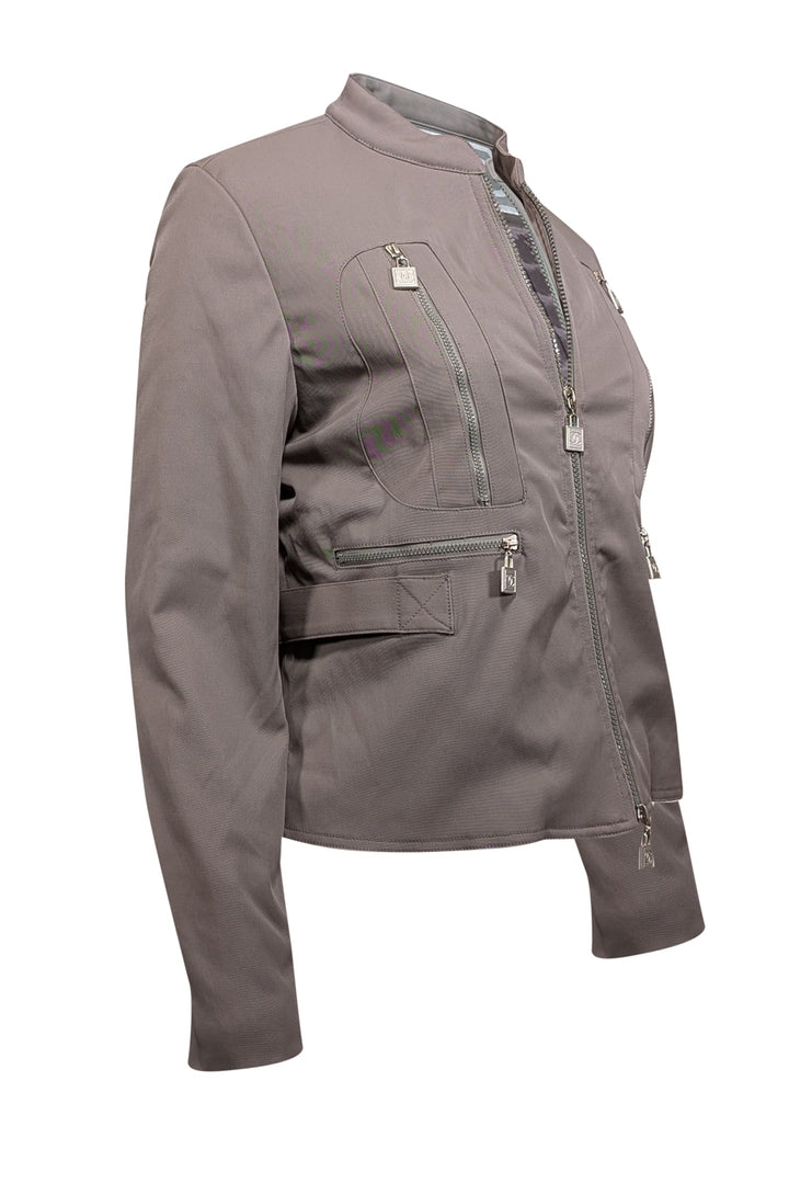Top Quality Chanel - Grey Cargo Lock Zipper Detail Jacket Sz 8