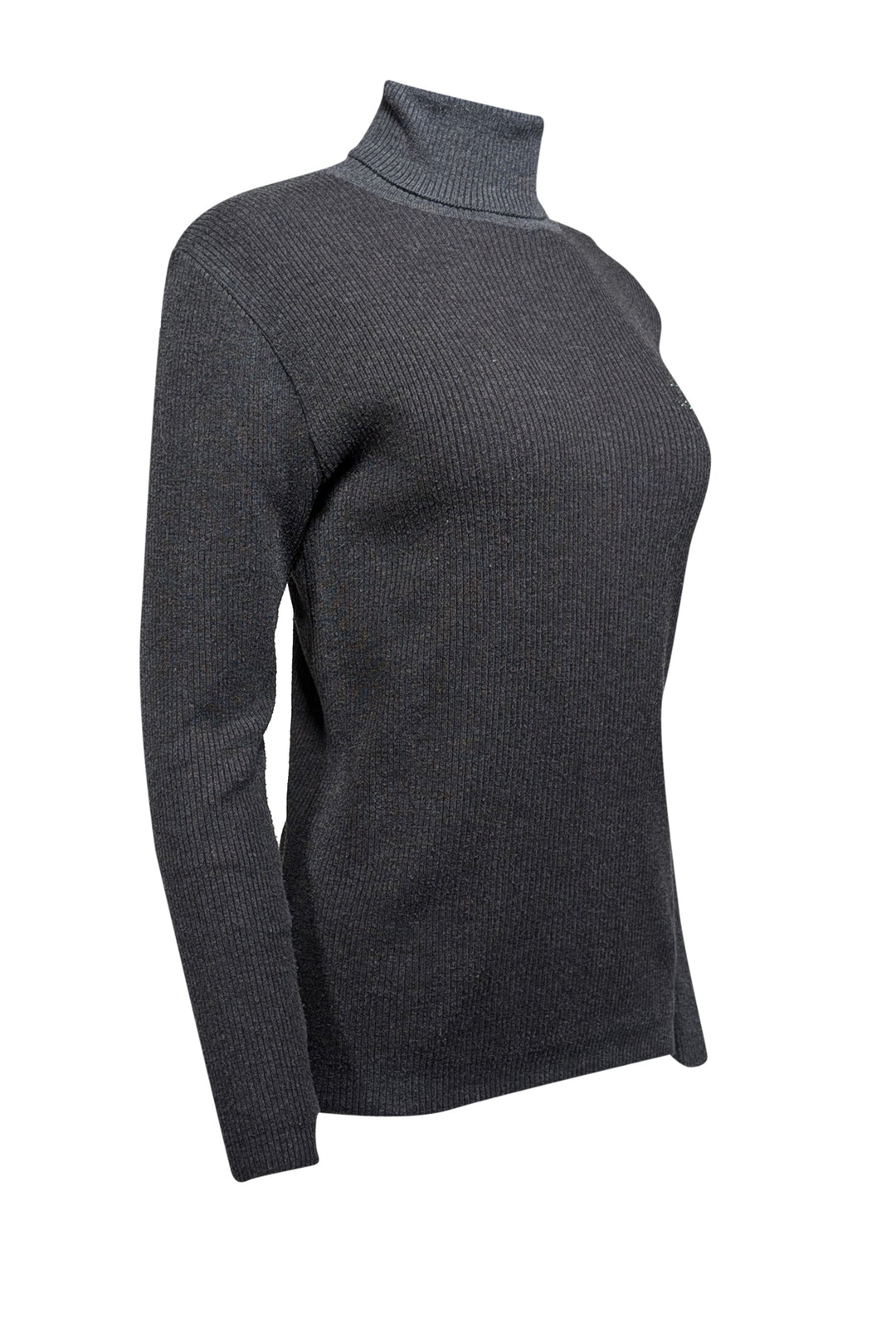 Top Quality Chanel - Grey Ribbed Knit Turtle Neck Sweater Sz S