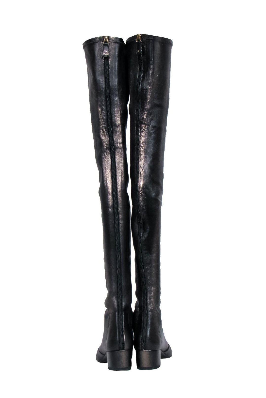 Top Quality Chanel - Gunmetal Shiny Over-the-Knee "Fantasy Stretch Leather" Boots Sz 7