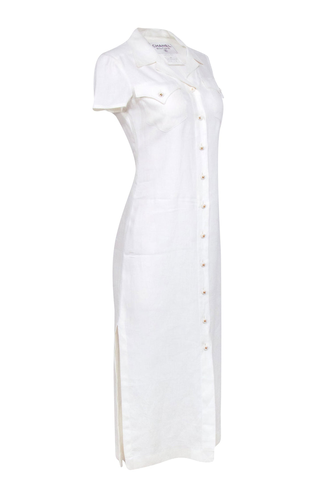 Top Quality Chanel - Ivory Linen Button Front Maxi Dress Sz 4