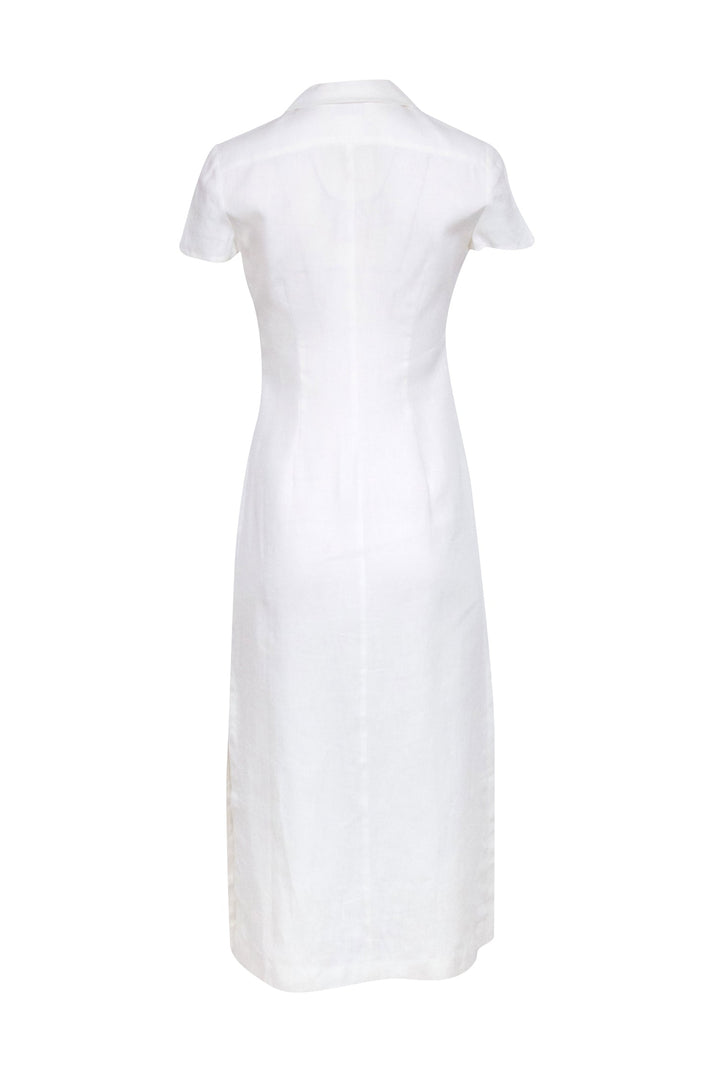 Top Quality Chanel - Ivory Linen Button Front Maxi Dress Sz 4