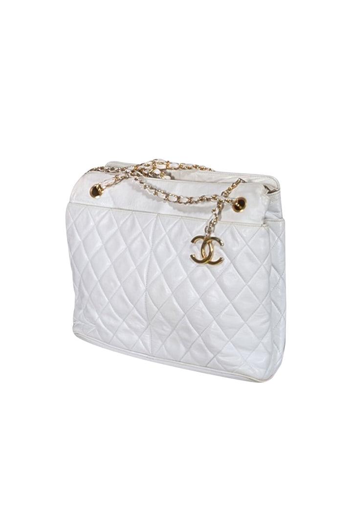 Top Quality Chanel - Ivory Quilted Leather Shoulder Bag