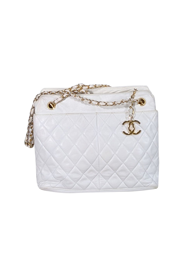 Top Quality Chanel - Ivory Quilted Leather Shoulder Bag