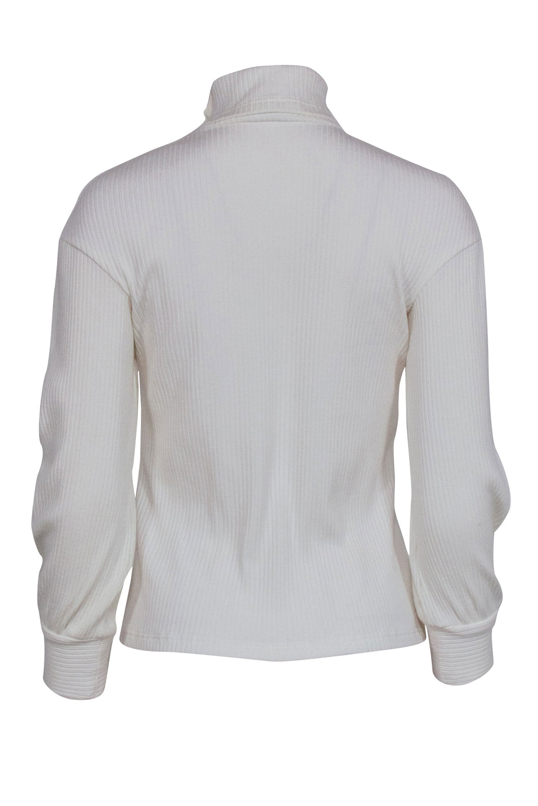 Top Quality Chanel  Ivory Ribbed Knit Long Sleeve Side Button Top Sz 4