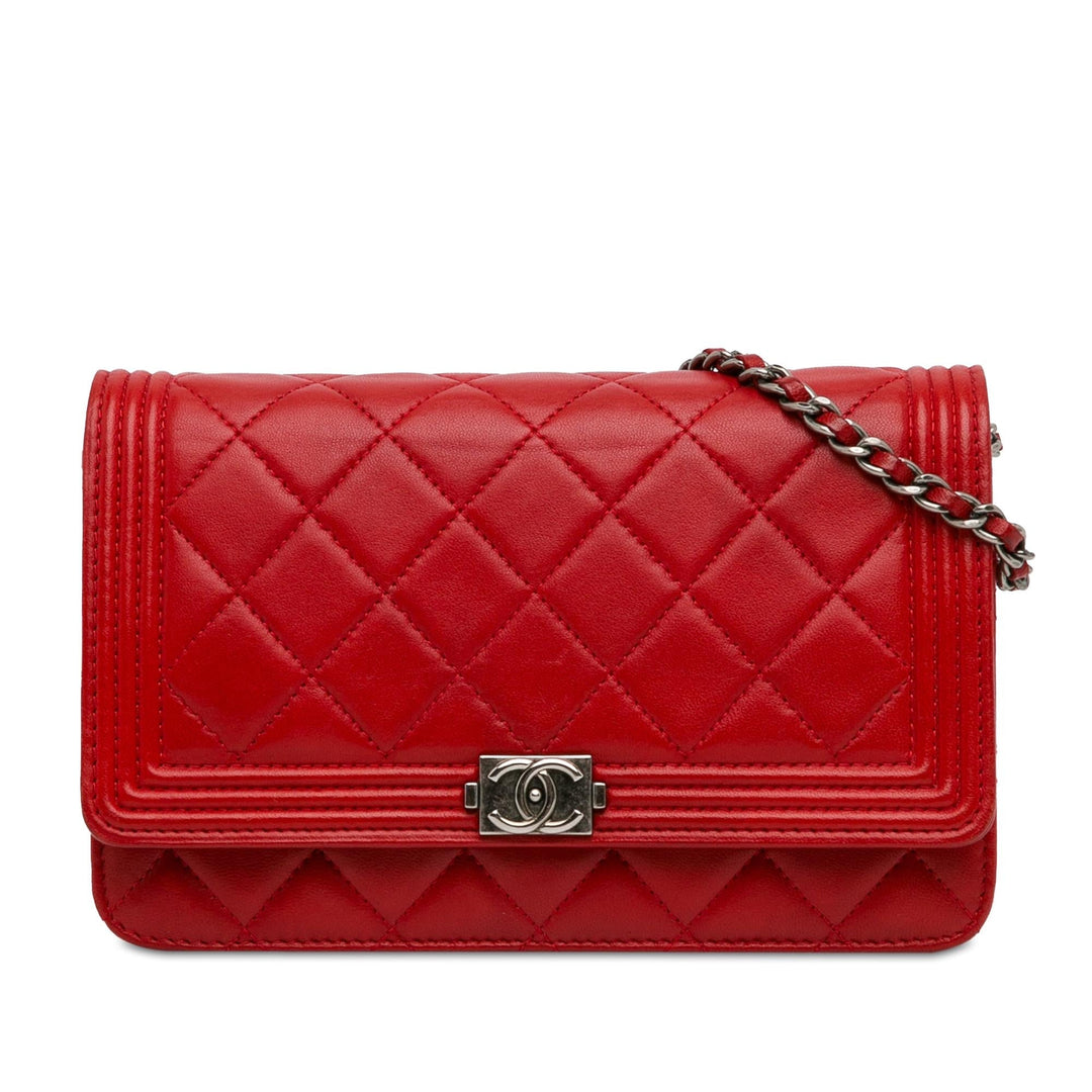 Top Quality Chanel Lambskin Boy Wallet On Chain (SHG-WD2kyT)