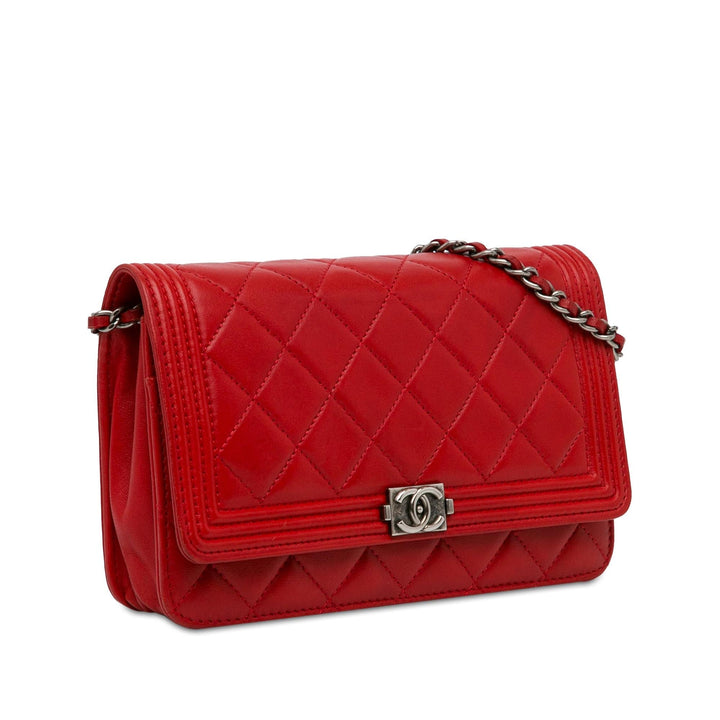 Top Quality Chanel Lambskin Boy Wallet On Chain (SHG-WD2kyT)