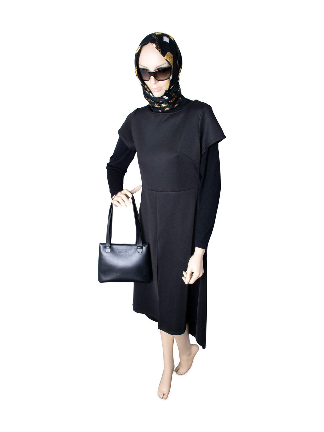 Top Quality Chanel Leather Logo Petite Shopper Bag Black
