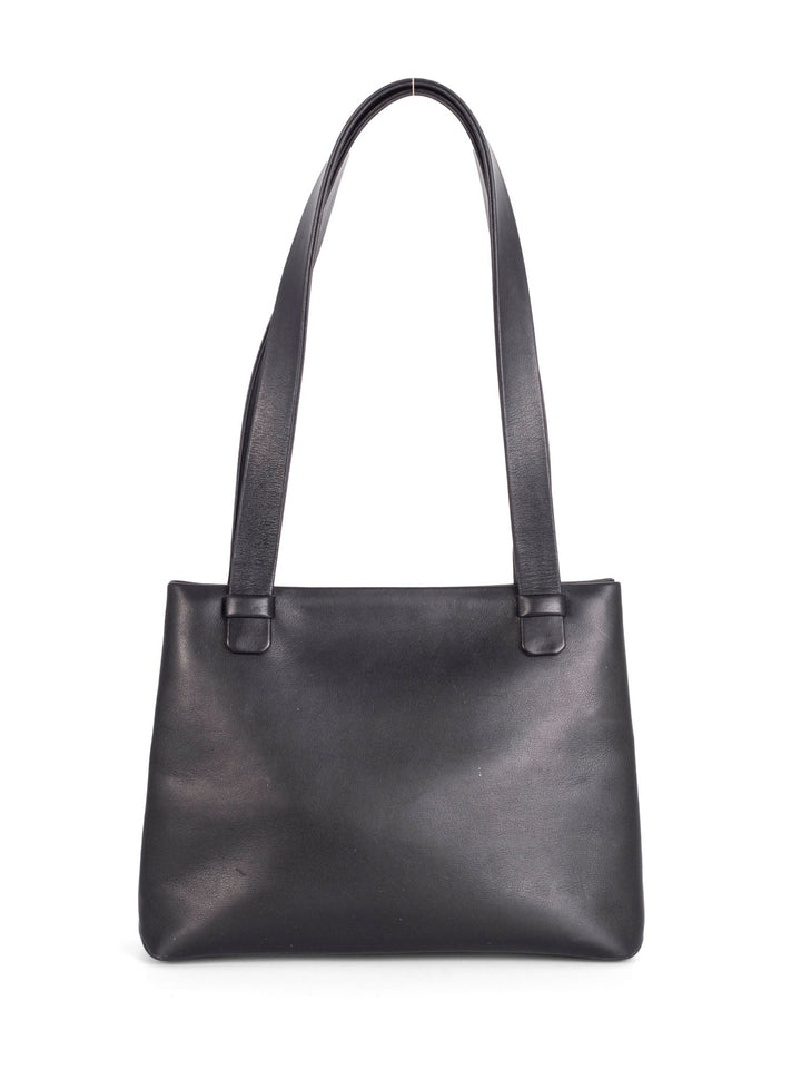 Top Quality Chanel Leather Logo Petite Shopper Bag Black