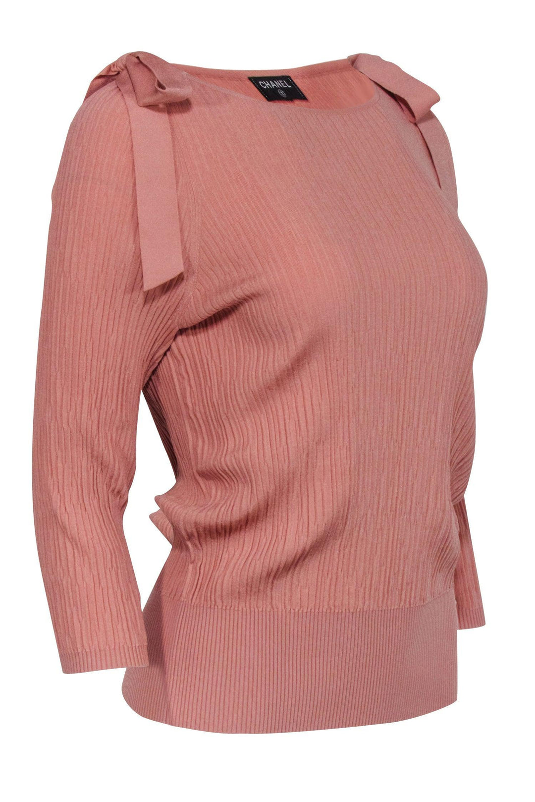 Top Quality Chanel - Mauve Pink Ribbed Knit Top Sz 6
