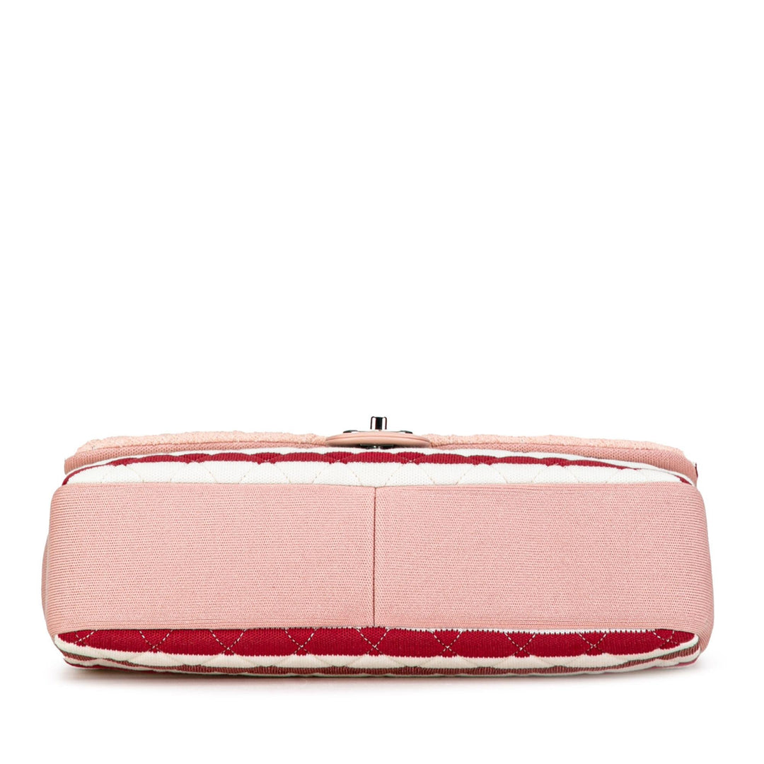 Chanel Maxi Stripe Jersey Felt and Rope Flap (SHG-64cbwe)