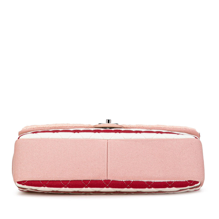 Chanel Maxi Stripe Jersey Felt and Rope Flap (SHG-64cbwe)