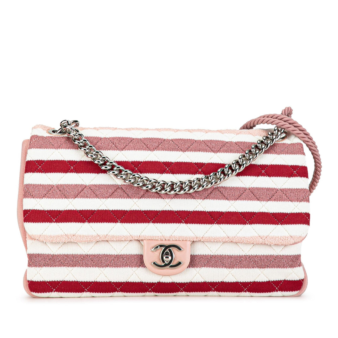 Top Quality Chanel Maxi Stripe Jersey Felt and Rope Flap (SHG-64cbwe)