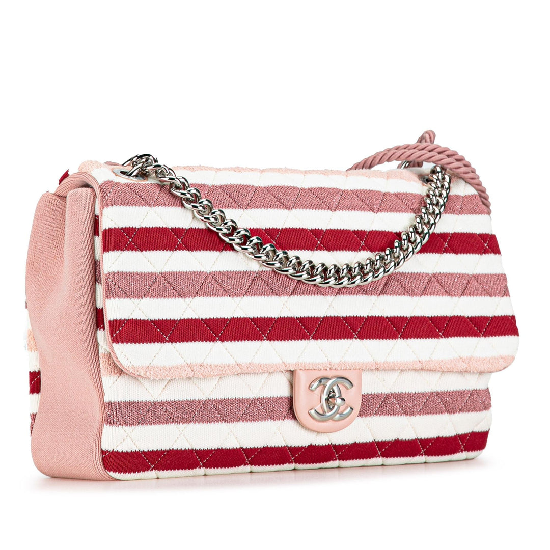 Top Quality Chanel Maxi Stripe Jersey Felt and Rope Flap (SHG-64cbwe)