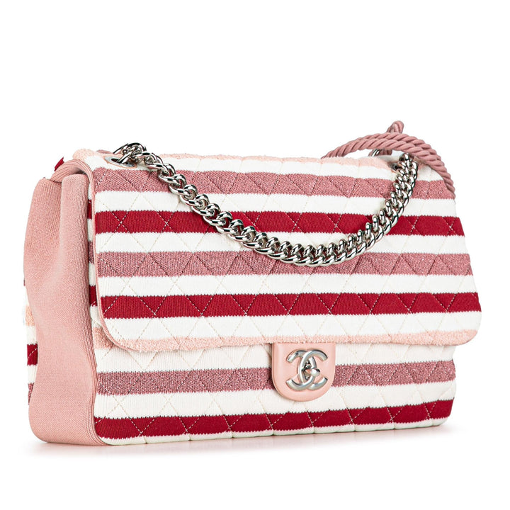 Top Quality Chanel Maxi Stripe Jersey Felt and Rope Flap (SHG-64cbwe)