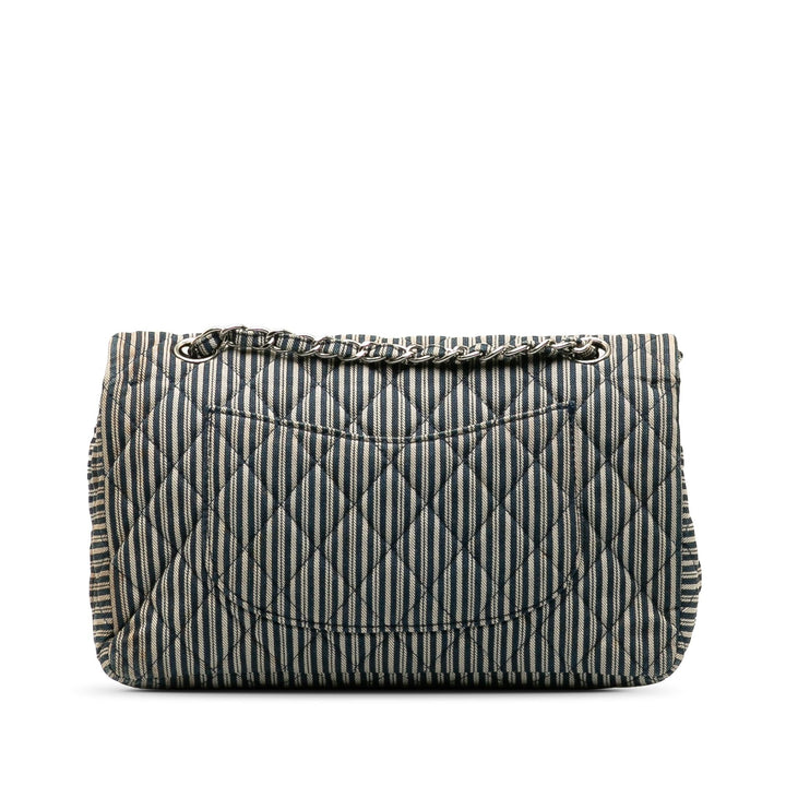 Top Quality Chanel Medium Cotton Striped Double Flap (SHG-H6a1oN)