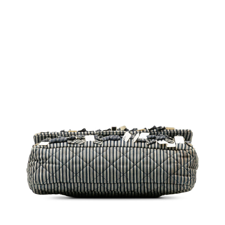 Chanel Medium Cotton Striped Double Flap (SHG-H6a1oN)
