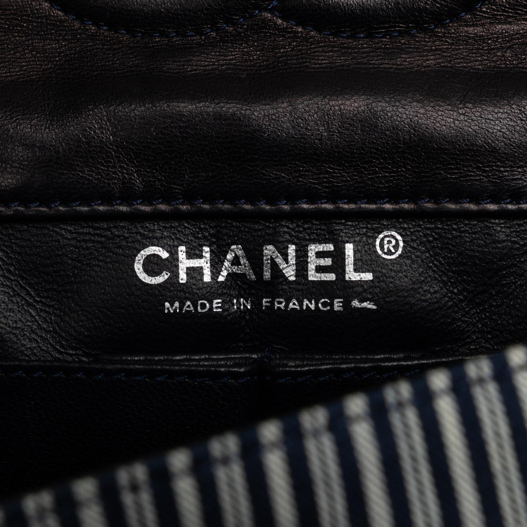 Top Quality Chanel Medium Cotton Striped Double Flap (SHG-H6a1oN)