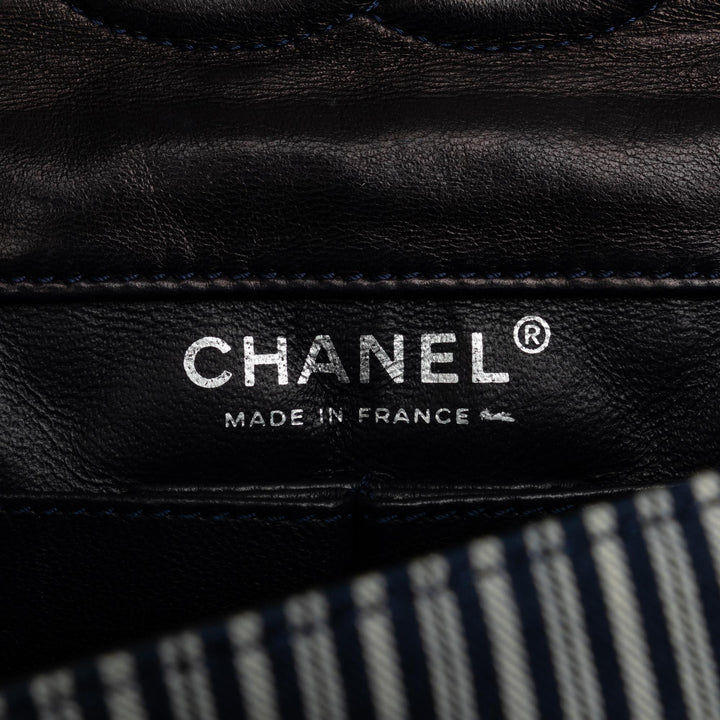 Top Quality Chanel Medium Cotton Striped Double Flap (SHG-H6a1oN)
