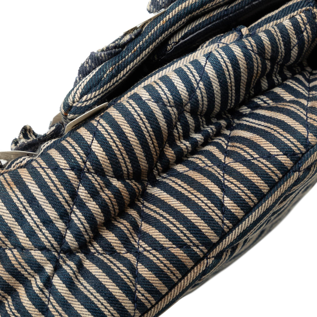 Top Quality Chanel Medium Cotton Striped Double Flap (SHG-H6a1oN)