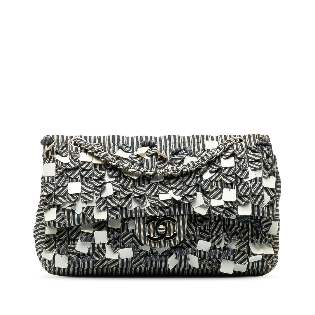Top Quality Chanel Medium Cotton Striped Double Flap (SHG-H6a1oN)