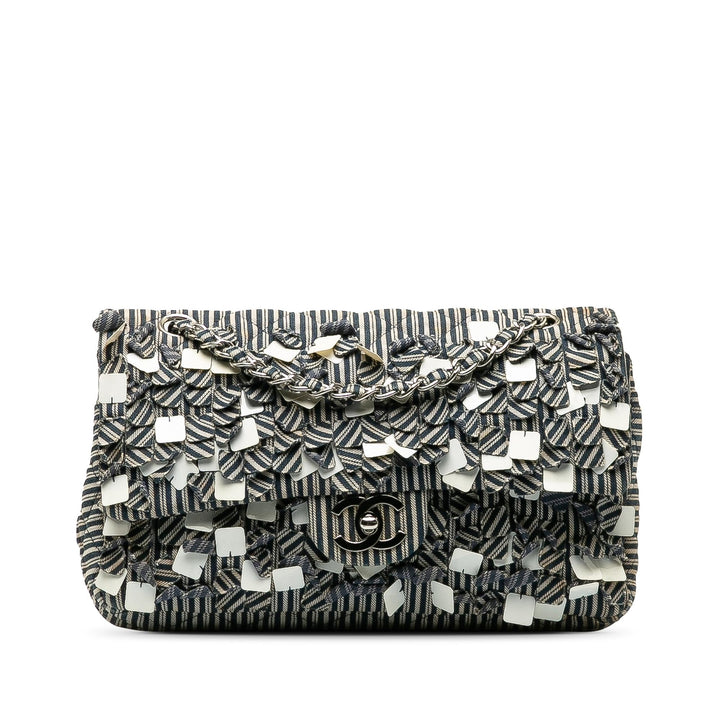 Top Quality Chanel Medium Cotton Striped Double Flap (SHG-H6a1oN)