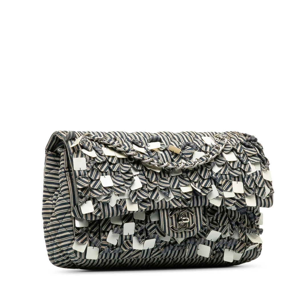 Top Quality Chanel Medium Cotton Striped Double Flap (SHG-H6a1oN)