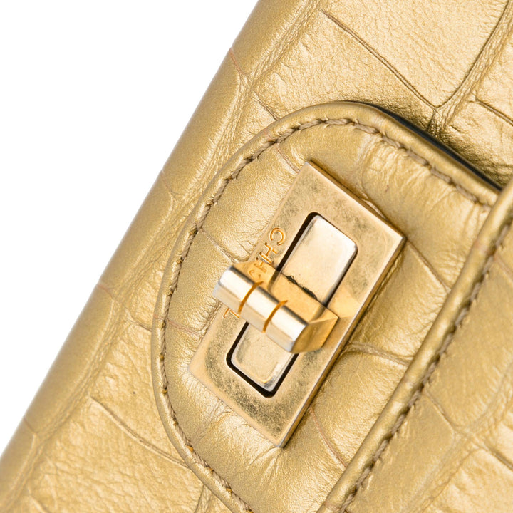 Top Quality Chanel Medium Croc Embossed Lambskin 2.55 Reissue Double Flap Bag (SHG-WsMkpm)
