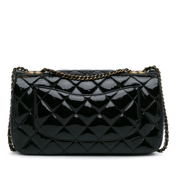 Top Quality Chanel Medium Patent Goatskin CC Eyelet Flap (SHG-7lc5oU)