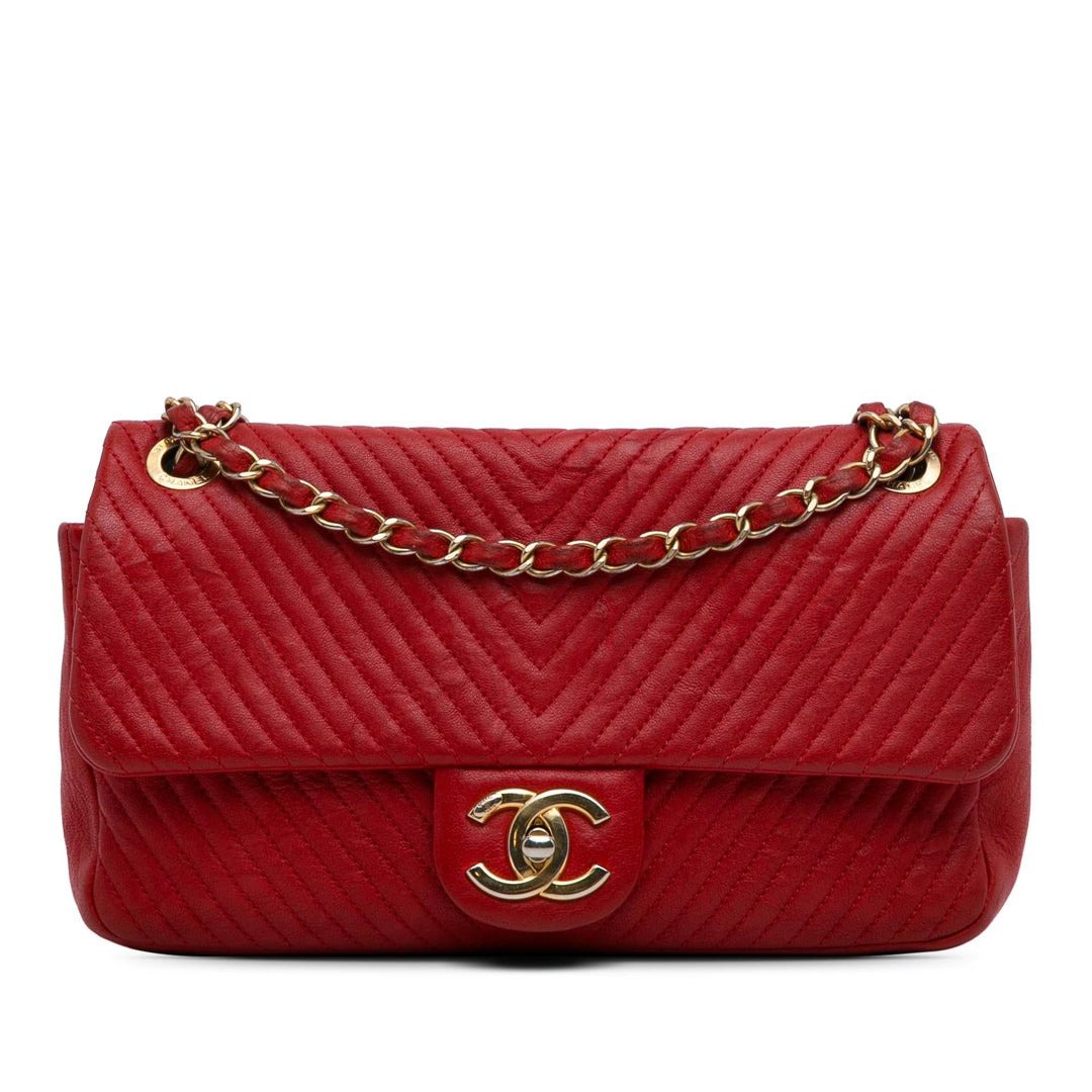 Top Quality Chanel Medium Wrinkled Calfskin Quilted Chevron Medallion Charm Surpique Flap (SHG-hytIzX)