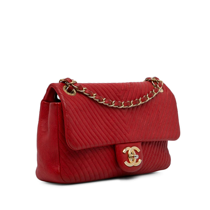 Top Quality Chanel Medium Wrinkled Calfskin Quilted Chevron Medallion Charm Surpique Flap (SHG-hytIzX)