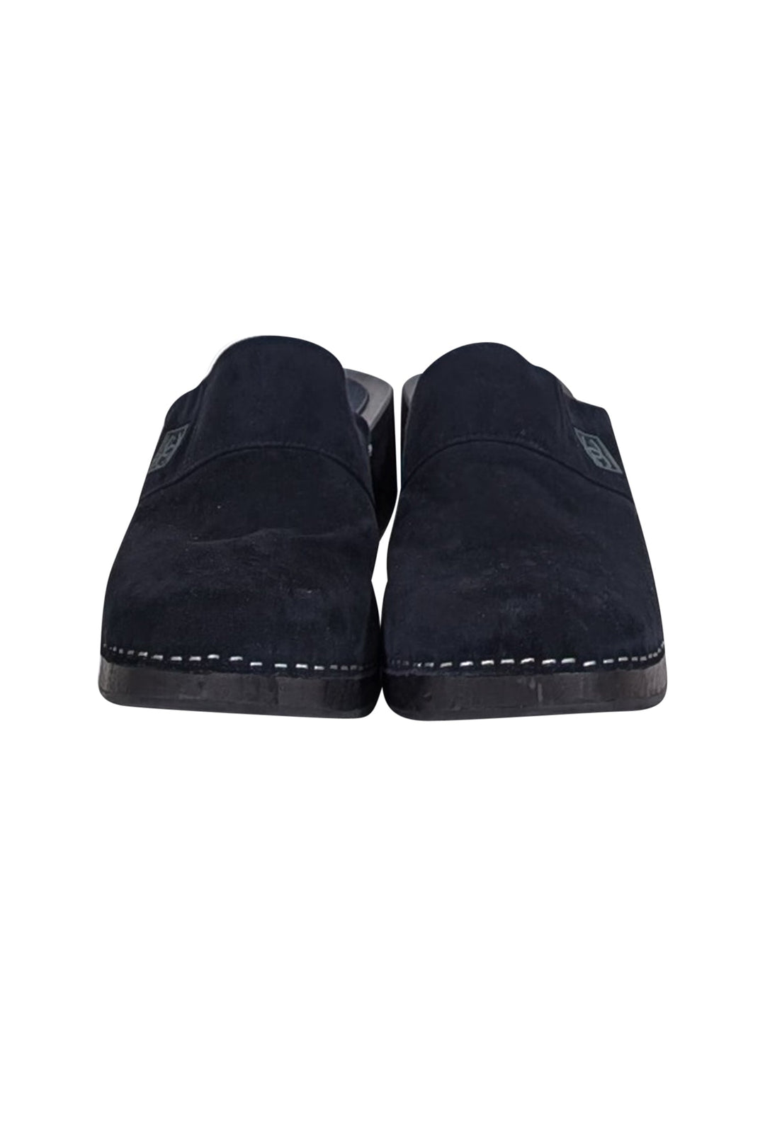 Top Quality Chanel - Navy Suede Clog Mules Sz 11