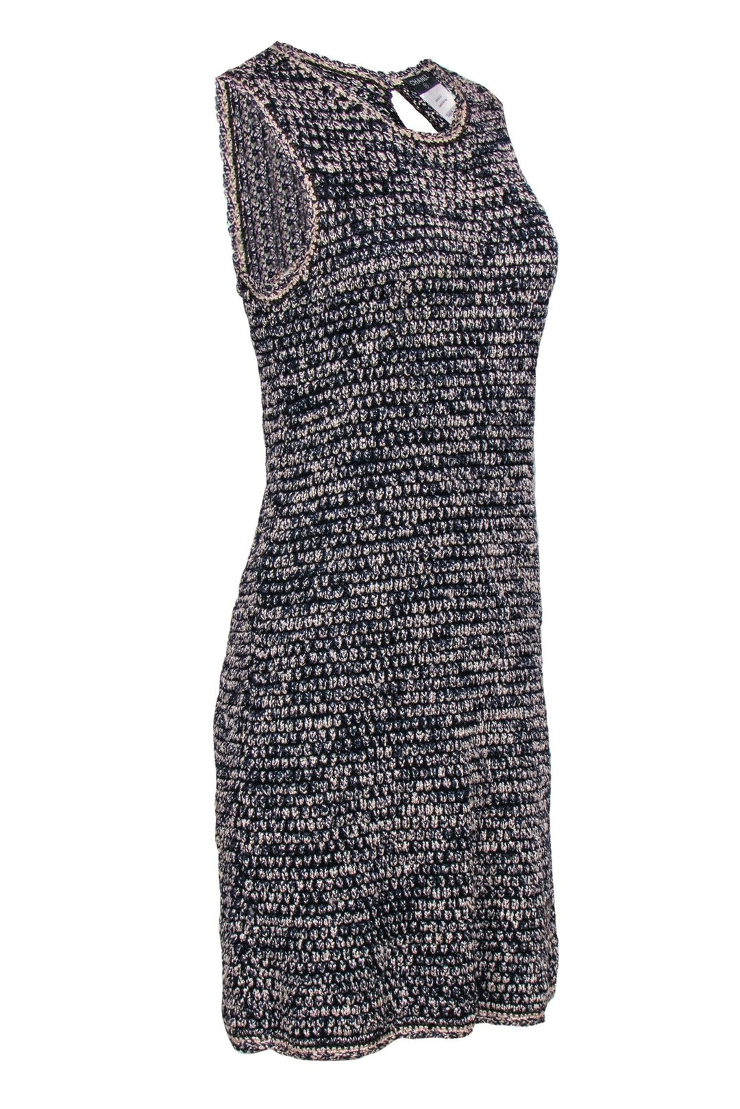 Top Quality Chanel - Pink & Blue Knit Marbled Tweed Sheath Dress Sz 10