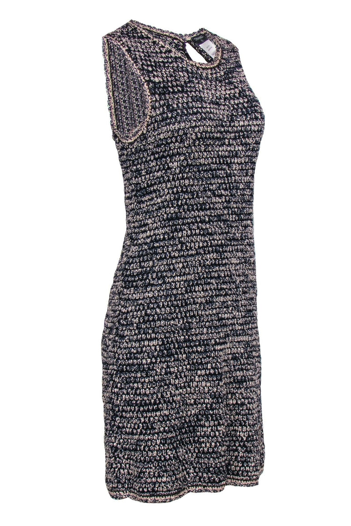 Top Quality Chanel - Pink & Blue Knit Marbled Tweed Sheath Dress Sz 10