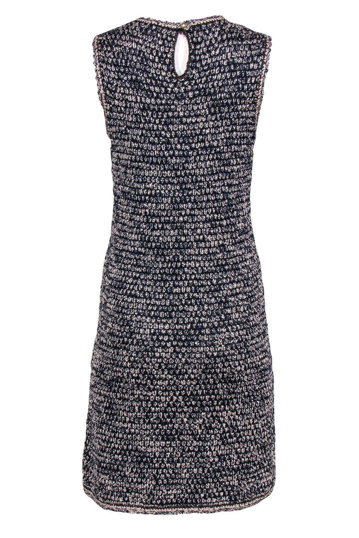 Top Quality Chanel - Pink & Blue Knit Marbled Tweed Sheath Dress Sz 10