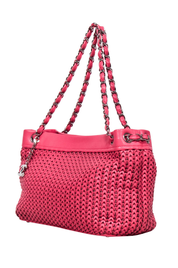 Top Quality Chanel - Pink Leather Woven Shoulder Bag
