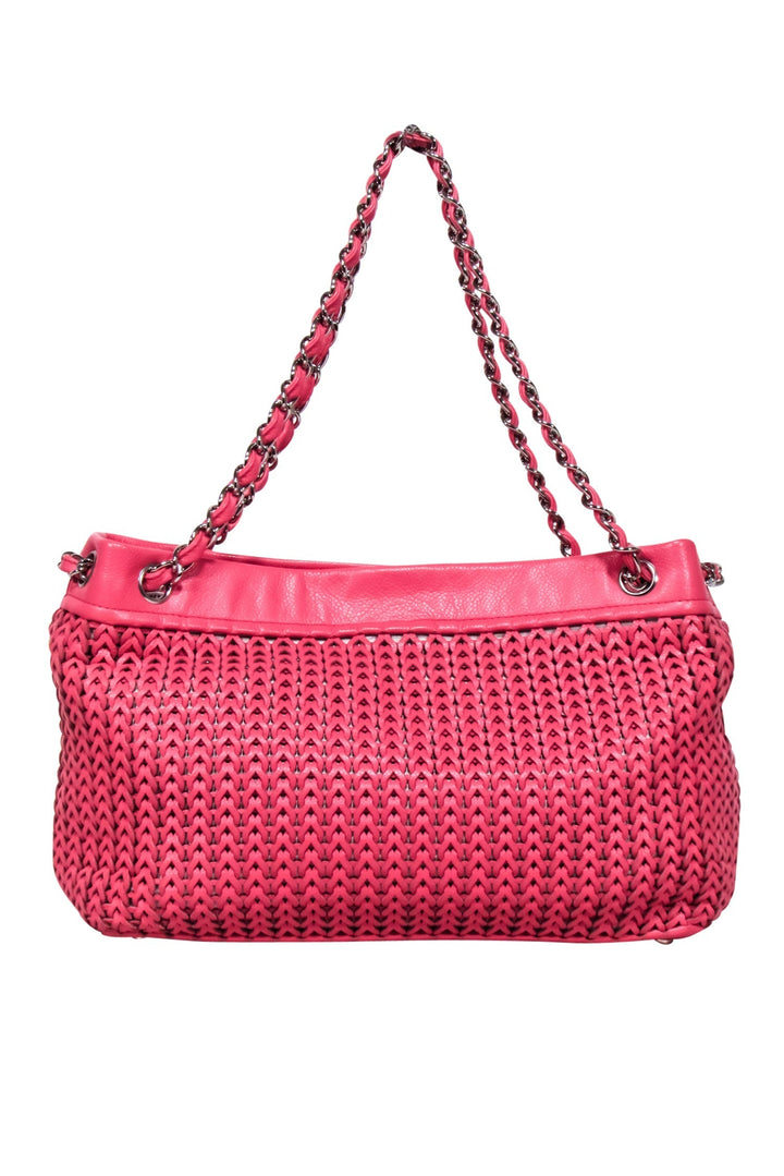 Top Quality Chanel - Pink Leather Woven Shoulder Bag