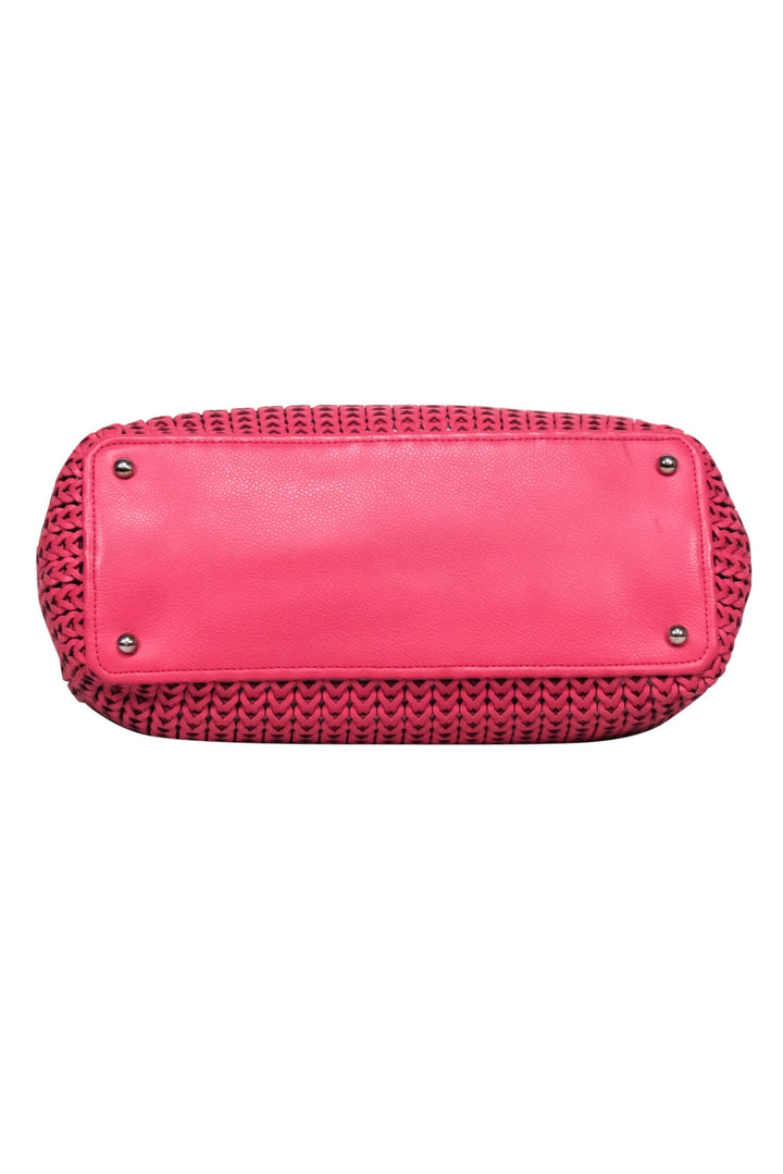 Top Quality Chanel - Pink Leather Woven Shoulder Bag