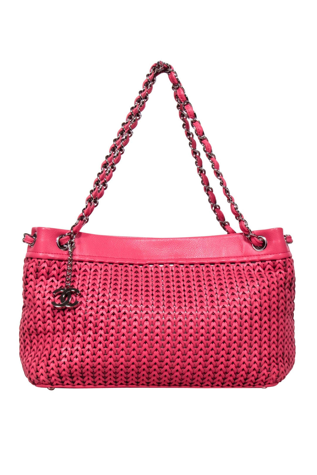 Top Quality Chanel - Pink Leather Woven Shoulder Bag